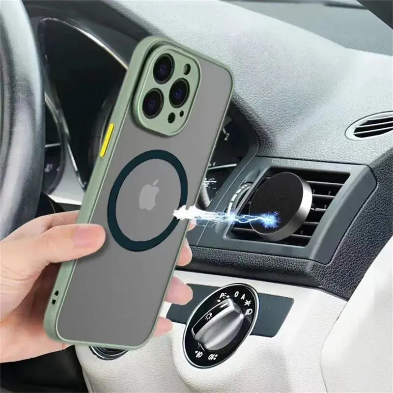 Magsafe-funda magnética de lujo para teléfono móvil, carcasa de armadura a prueba de golpes para iPhone 14, 13, 12, 11 Pro Max, Mini, 14Plus, X, XR, XS La zona Apple