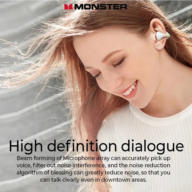 Monster-auriculares inalámbricos TWS con Bluetooth 5.3 conducción ósea, reducción de ruido, impermeables - La zona Apple