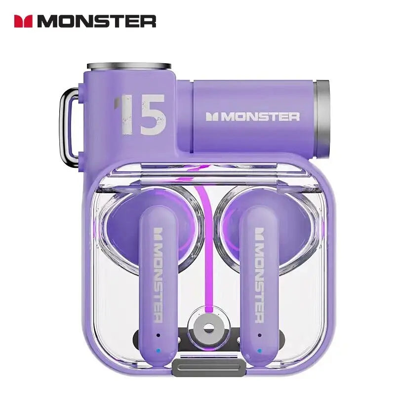 Monster-auriculares inalámbricos XKT15 originales, cascos con Bluetooth 5,3, TWS, con diseño de tapa RGB, baja latencia, novedad de 2023 - La zona Apple