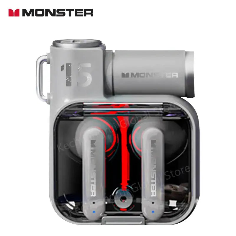 Monster-auriculares inalámbricos XKT15 originales, cascos con Bluetooth 5,3, TWS, con diseño de tapa RGB, baja latencia, novedad de 2023 - La zona Apple
