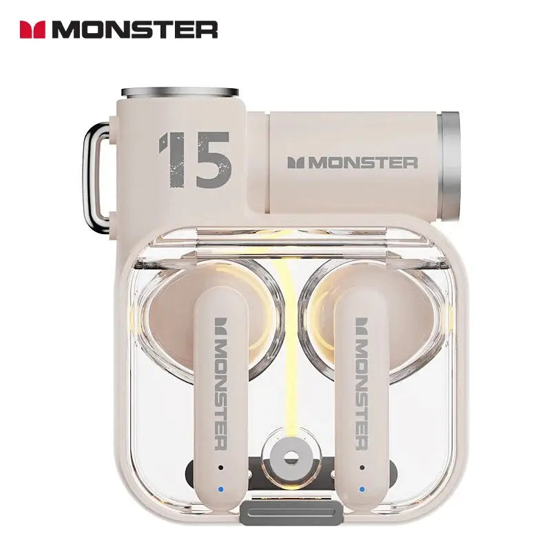 Monster-auriculares inalámbricos XKT15 originales, cascos con Bluetooth 5,3, TWS, con diseño de tapa RGB, baja latencia, novedad de 2023 - La zona Apple