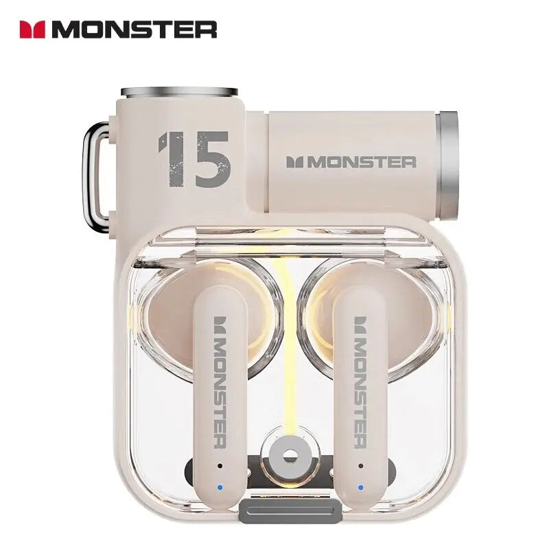 Monster-auriculares inalámbricos XKT15 originales, cascos con Bluetooth 5,3, TWS, con diseño de tapa RGB, baja latencia, novedad de 2023 - La zona Apple