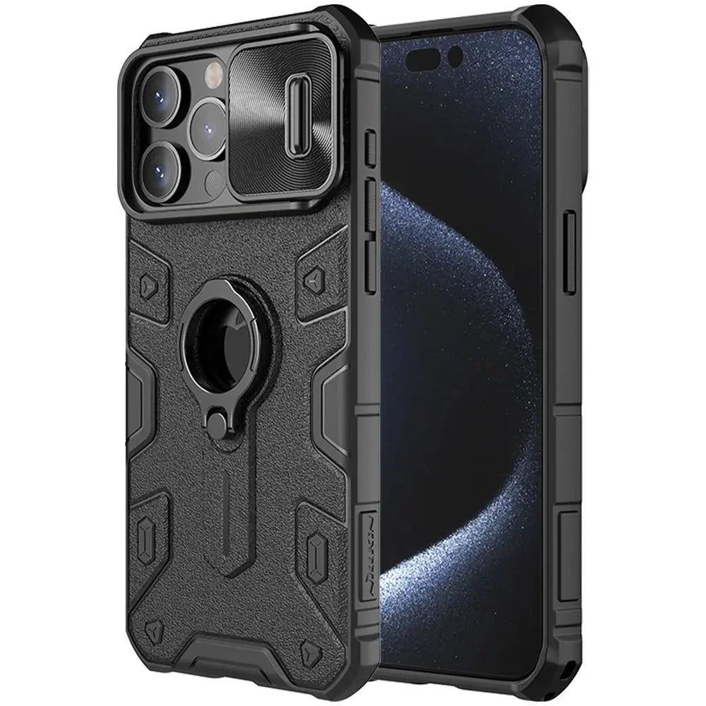 Funda ARMOR Nillkin para iPhone 15 Pro Max / 15 Pro, con soporte integrado y cubierta de cámara deslizante - La zona Apple