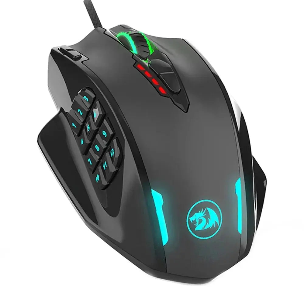 Ratón óptico para juegos M908 Impact, periférico con cable USB, RGB, 12400 DPI, 17 botones - La zona Apple