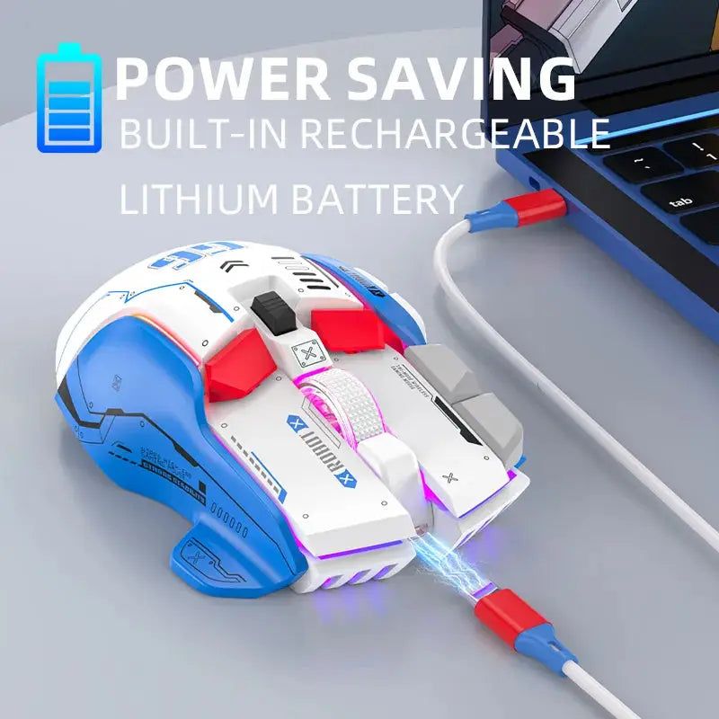 Ratón Gamimg inalámbrico con Bluetooth, dispositivo con cable RGB de 12 teclas, USB, 2,4G, para Windows, IOS, oficina, ordenador portátil y PC - La zona Apple