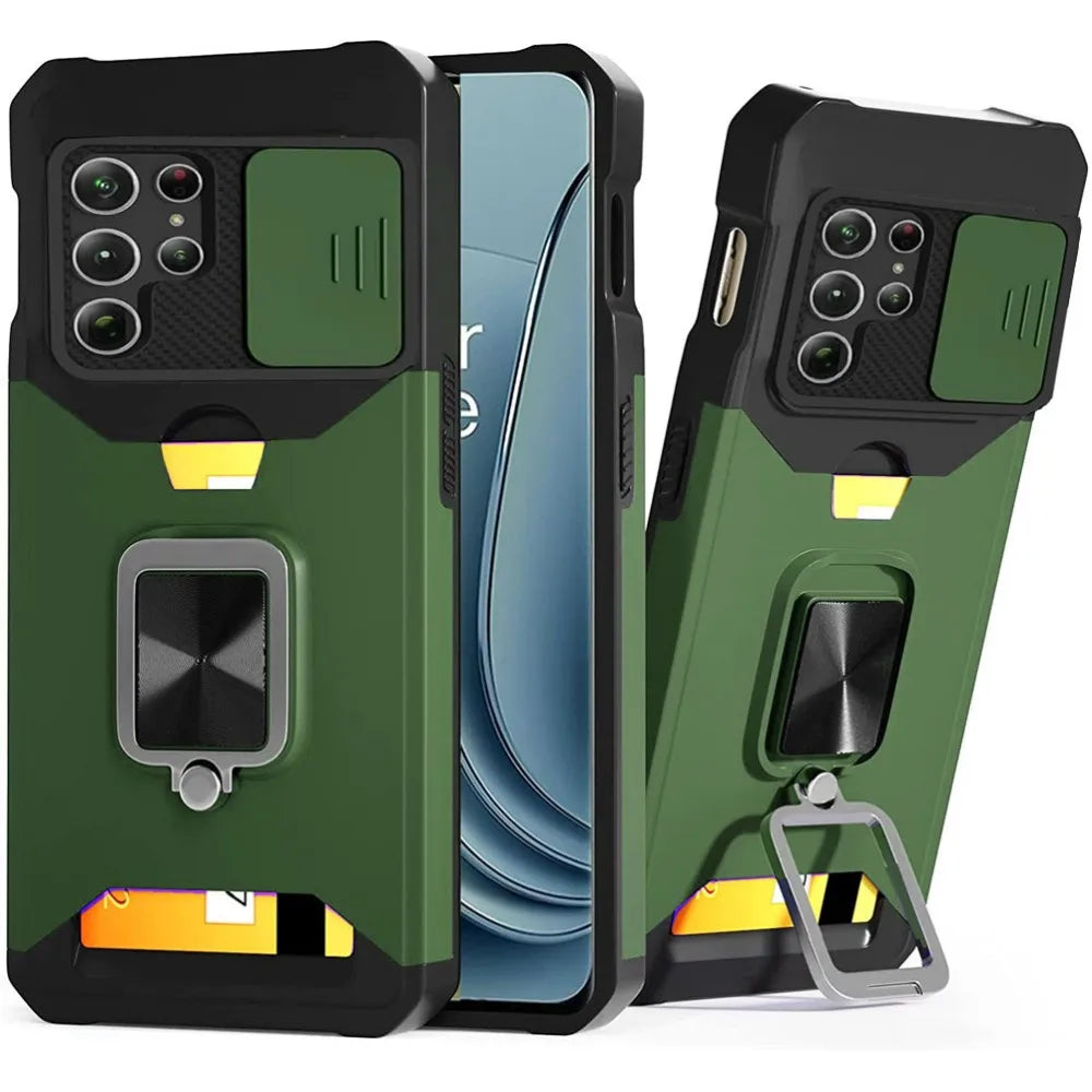 Funda con Soporte para Anillo de Dedo y Ranura para Tarjeta para Samsung Galaxy S23 Ultra, S22, S21 FE Plus - La zona Apple