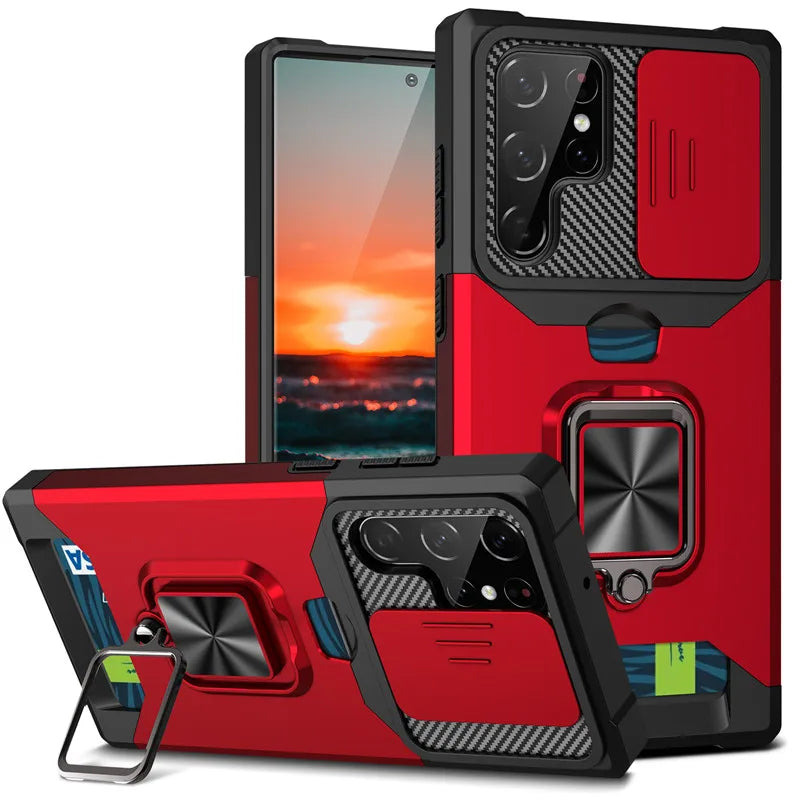 Funda con Soporte para Anillo de Dedo y Ranura para Tarjeta para Samsung Galaxy S23 Ultra, S22, S21 FE Plus - La zona Apple