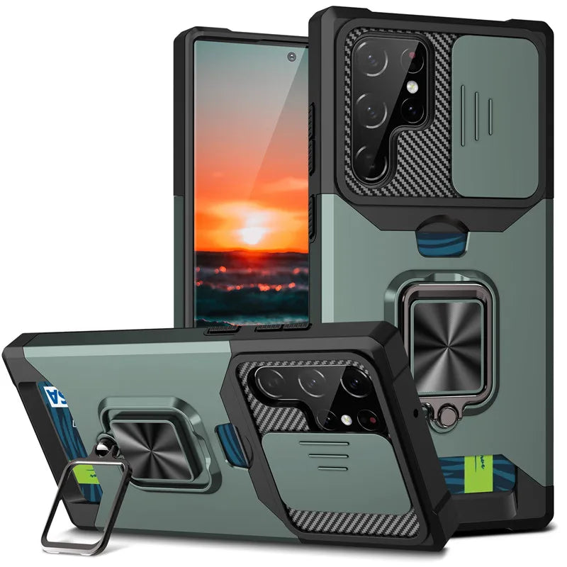 Funda con Soporte para Anillo de Dedo y Ranura para Tarjeta para Samsung Galaxy S23 Ultra, S22, S21 FE Plus - La zona Apple