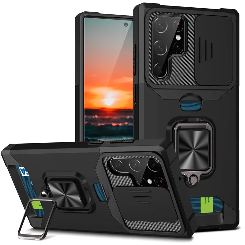 Funda con Soporte para Anillo de Dedo y Ranura para Tarjeta para Samsung Galaxy S23 Ultra, S22, S21 FE Plus - La zona Apple