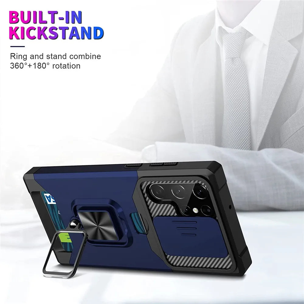 Funda con Soporte para Anillo de Dedo y Ranura para Tarjeta para Samsung Galaxy S23 Ultra, S22, S21 FE Plus - La zona Apple