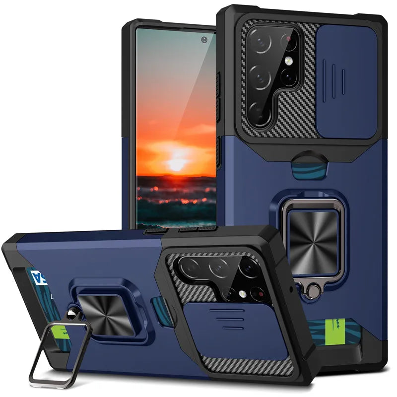 Funda con Soporte para Anillo de Dedo y Ranura para Tarjeta para Samsung Galaxy S23 Ultra, S22, S21 FE Plus - La zona Apple