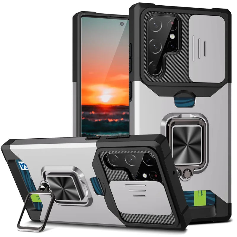 Funda con Soporte para Anillo de Dedo y Ranura para Tarjeta para Samsung Galaxy S23 Ultra, S22, S21 FE Plus - La zona Apple