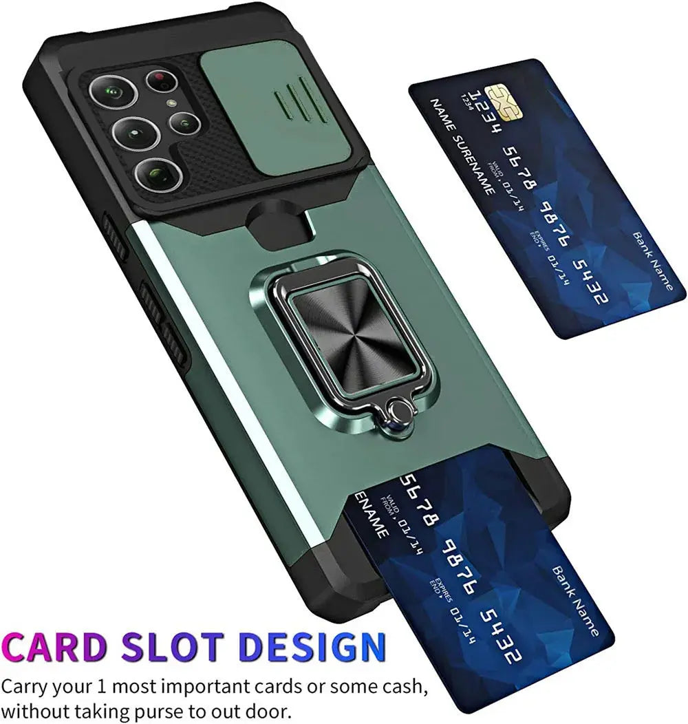 Funda con Soporte para Anillo de Dedo y Ranura para Tarjeta para Samsung Galaxy S23 Ultra, S22, S21 FE Plus - La zona Apple