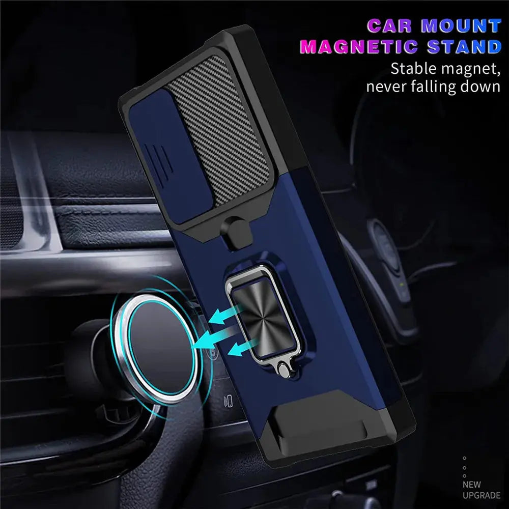 Funda con Soporte para Anillo de Dedo y Ranura para Tarjeta para Samsung Galaxy S23 Ultra, S22, S21 FE Plus - La zona Apple