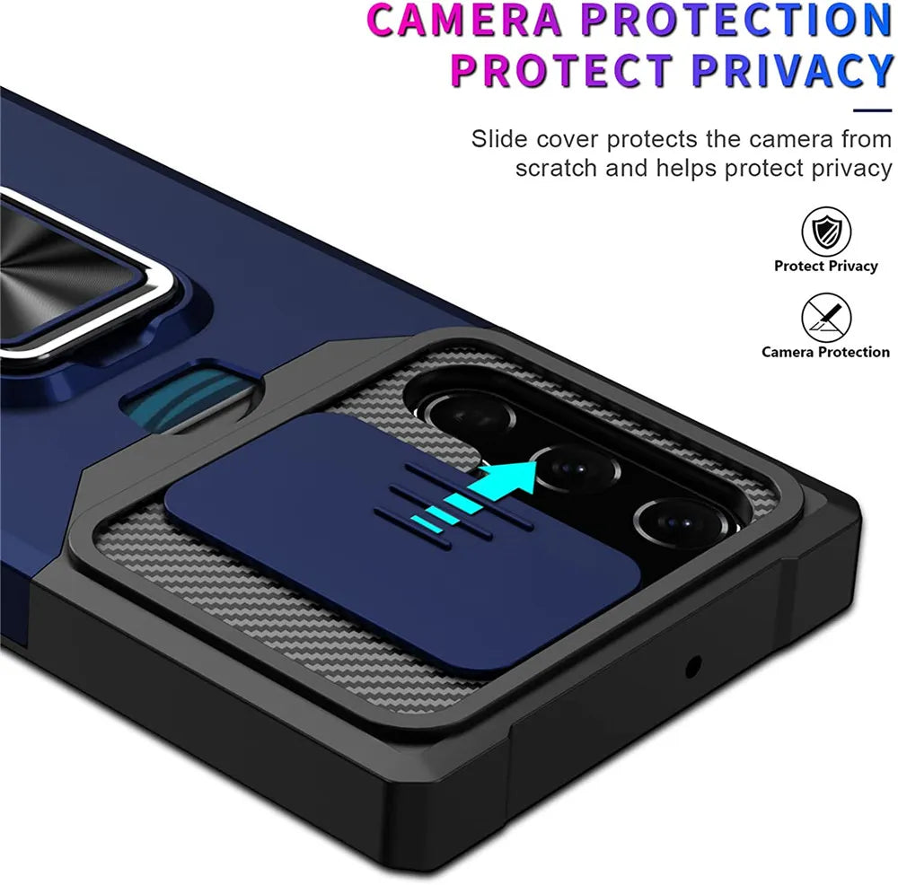 Funda con Soporte para Anillo de Dedo y Ranura para Tarjeta para Samsung Galaxy S23 Ultra, S22, S21 FE Plus - La zona Apple