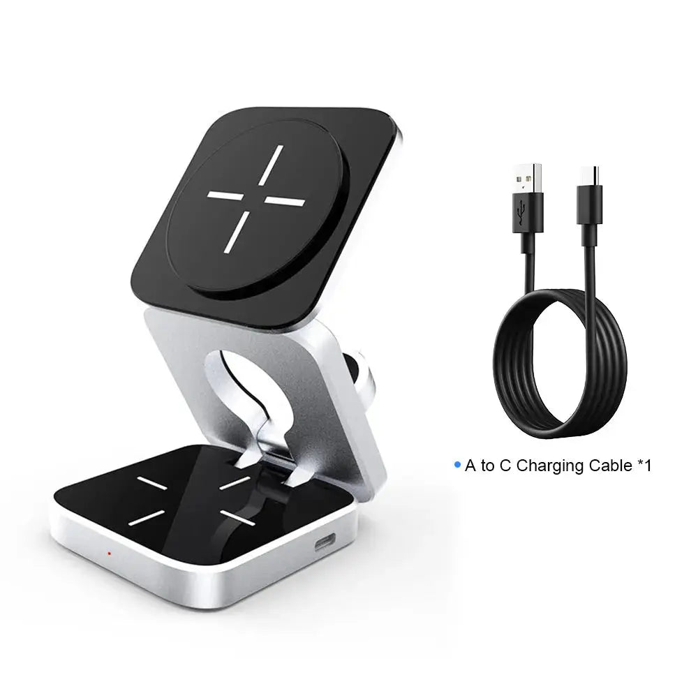Soporte de cargador inalámbrico magnético plegable 3 en 1 para iPhone 14, 13, 12 Pro/Max/Plus, AirPods 3/2 alidrosip