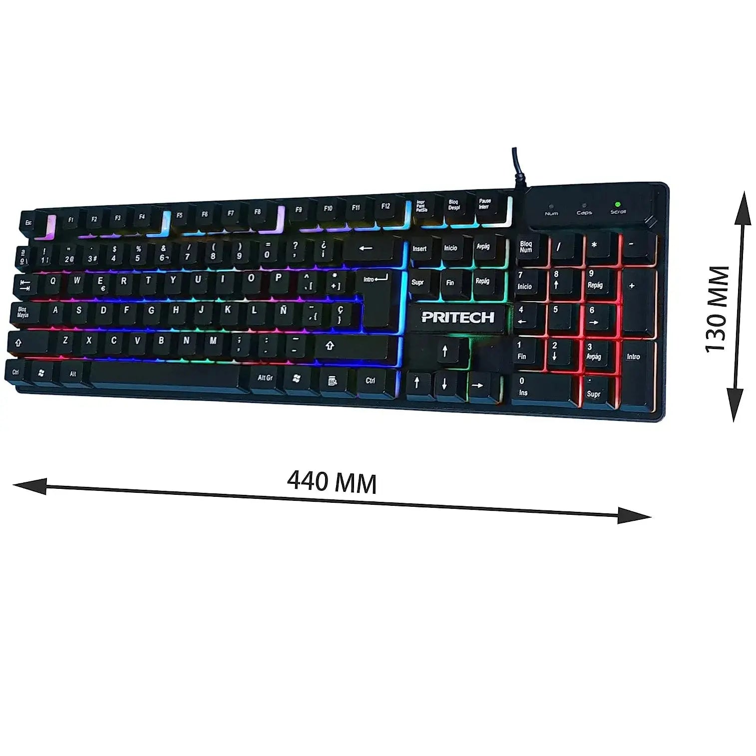 Teclado Gaming Español con Luces LED para Jugar con Cable USB para Gamer y Oficina - La zona Apple