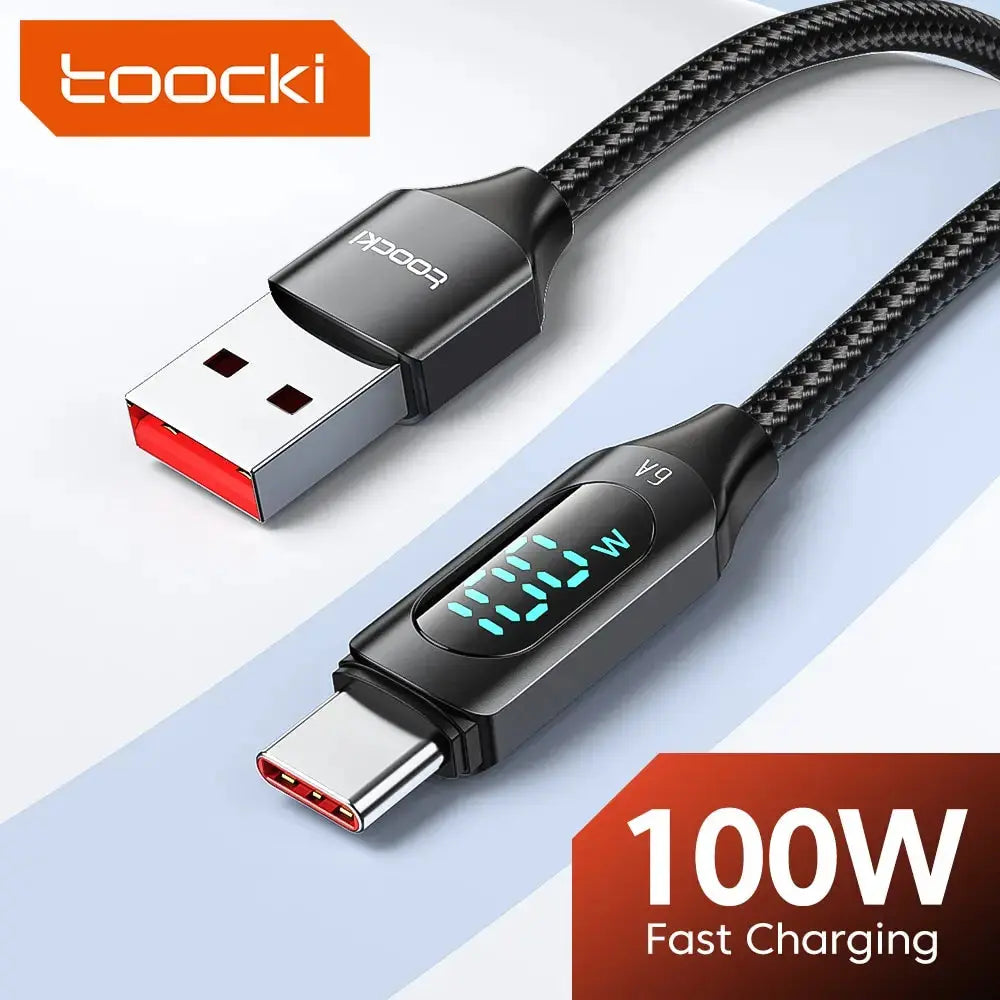 Toocki-Cable USB tipo C de carga rápida, Cable de datos para Huawei Honor, Xiaomi, Samsung, 1m, 2m, 100W - La zona Apple
