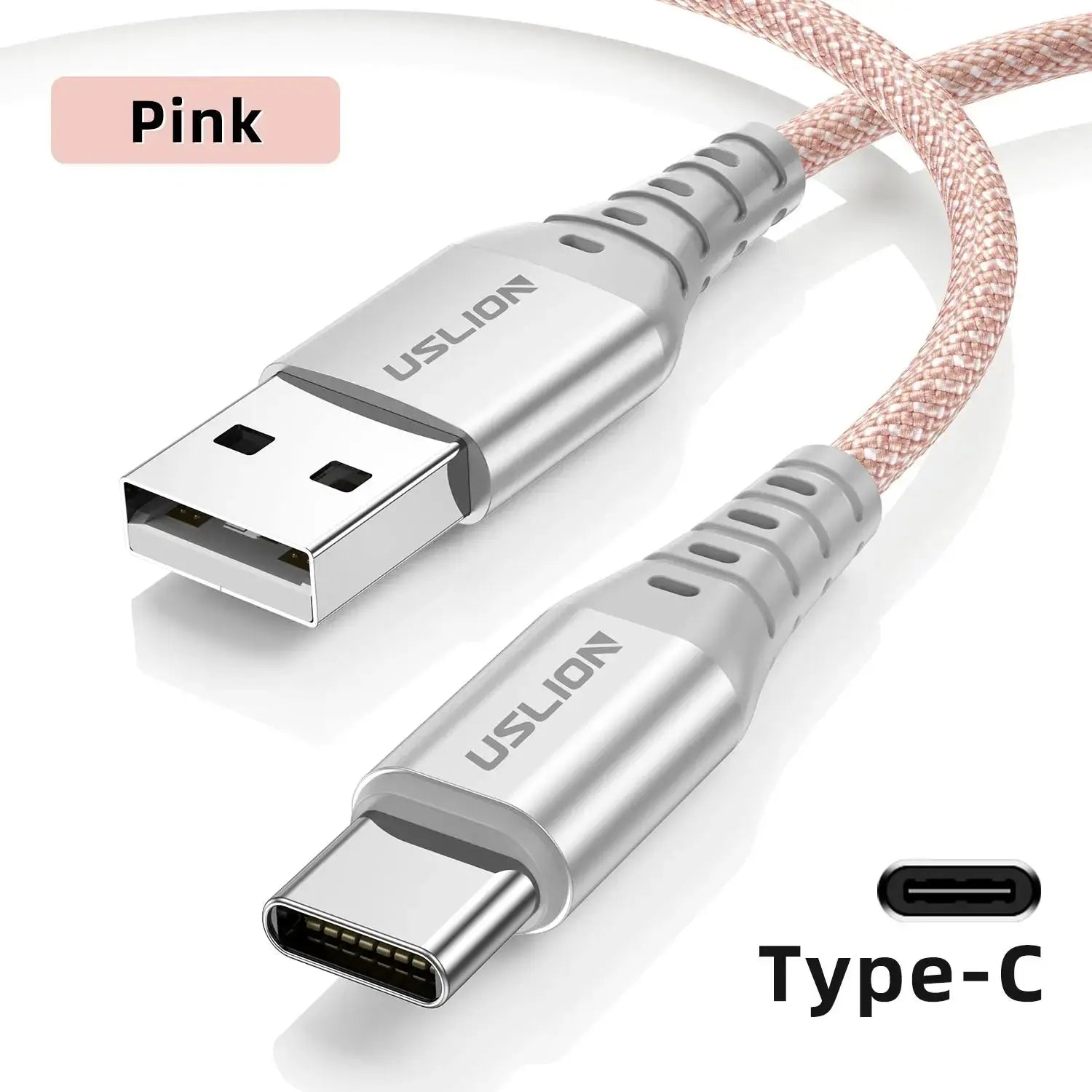 USLION-Cable de datos de carga rápida 3A tipo C para iPhone 15 Pro Max, Cable de nailon trenzado para Xiaomi 14, Oneplus, Samsung POCO 0,3/1/2M - La zona Apple