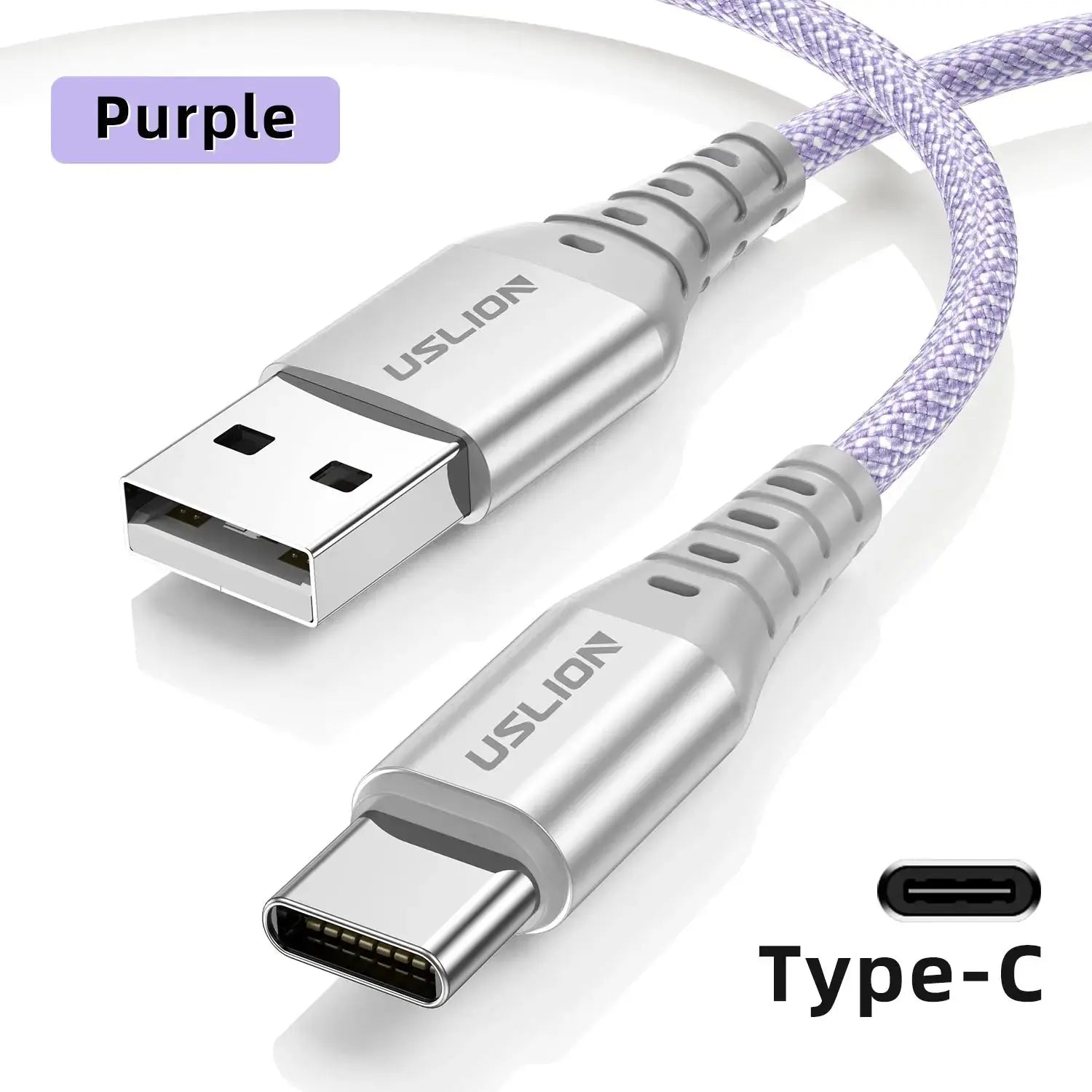 USLION-Cable de datos de carga rápida 3A tipo C para iPhone 15 Pro Max, Cable de nailon trenzado para Xiaomi 14, Oneplus, Samsung POCO 0,3/1/2M - La zona Apple