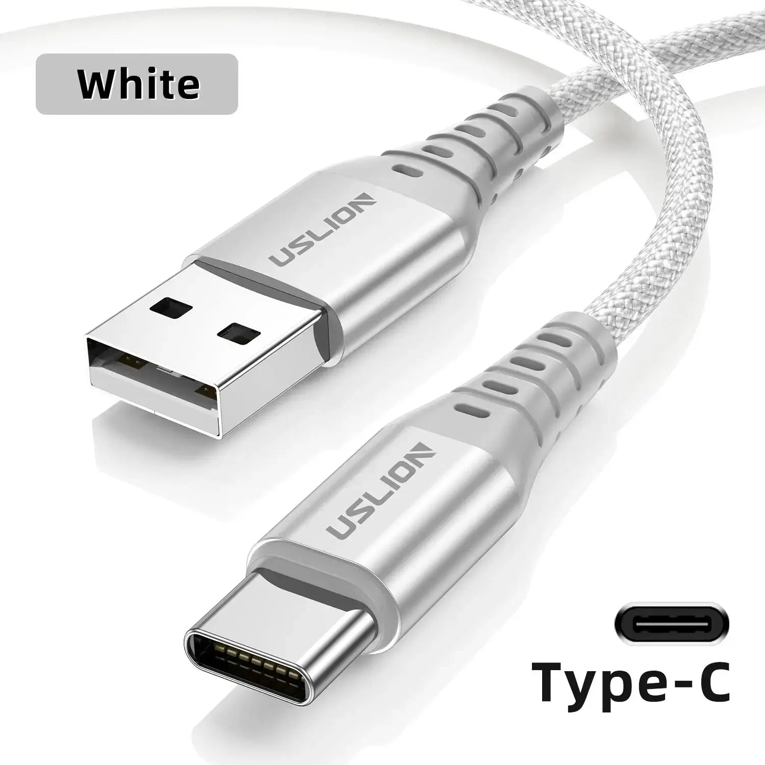 USLION-Cable de datos de carga rápida 3A tipo C para iPhone 15 Pro Max, Cable de nailon trenzado para Xiaomi 14, Oneplus, Samsung POCO 0,3/1/2M - La zona Apple