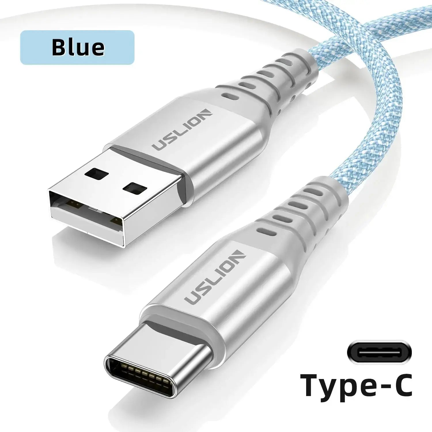 USLION-Cable de datos de carga rápida 3A tipo C para iPhone 15 Pro Max, Cable de nailon trenzado para Xiaomi 14, Oneplus, Samsung POCO 0,3/1/2M - La zona Apple