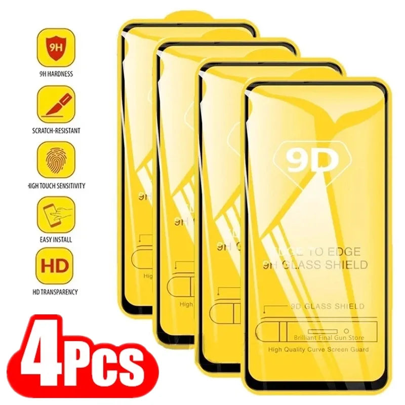 Vidrio templado 9D para Samsung, Protector de pantalla para A13, A53, A52, A32, A12, A23, A51, A52S, A72, A33, A21S, Galaxy S20FE, S22, S23 Plus, S10E, 4 unidades - La zona Apple