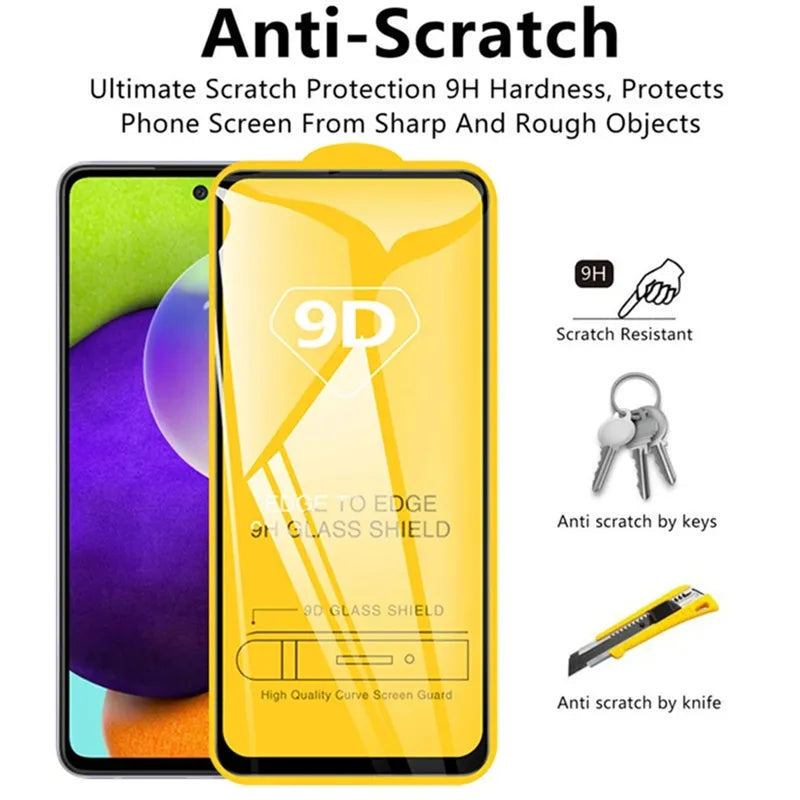 Vidrio templado 9D para Samsung, Protector de pantalla para A13, A53, A52, A32, A12, A23, A51, A52S, A72, A33, A21S, Galaxy S20FE, S22, S23 Plus, S10E, 4 unidades - La zona Apple