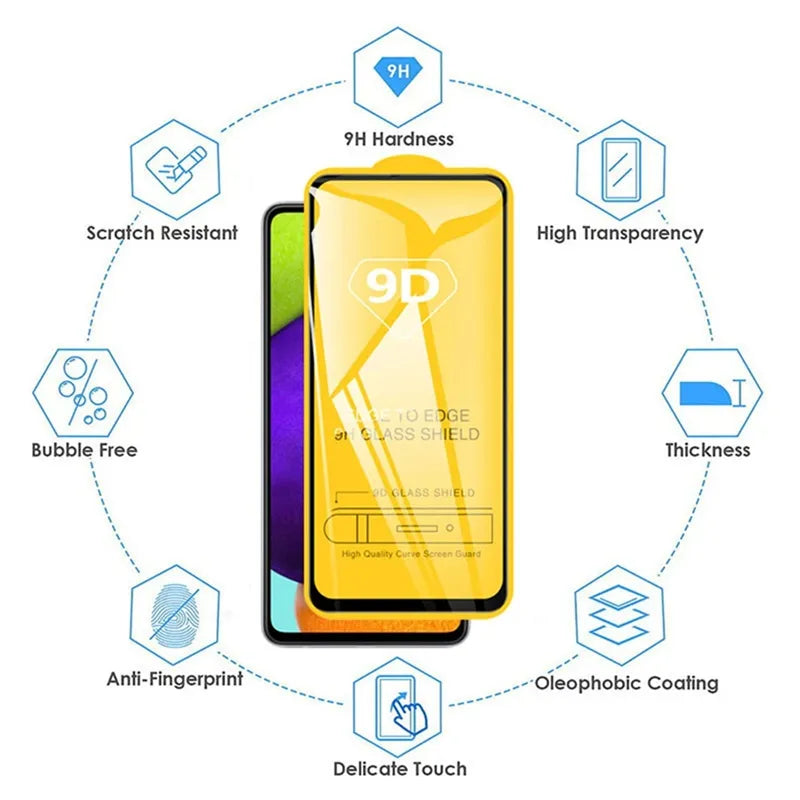 Vidrio templado 9D para Samsung, Protector de pantalla para A13, A53, A52, A32, A12, A23, A51, A52S, A72, A33, A21S, Galaxy S20FE, S22, S23 Plus, S10E, 4 unidades - La zona Apple