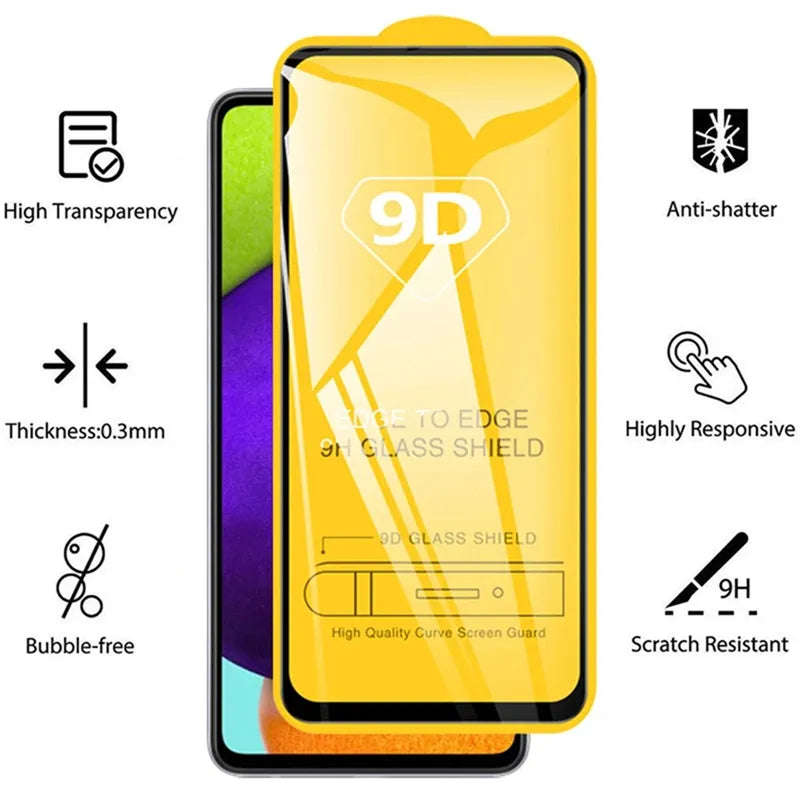 Vidrio templado 9D para Samsung, Protector de pantalla para A13, A53, A52, A32, A12, A23, A51, A52S, A72, A33, A21S, Galaxy S20FE, S22, S23 Plus, S10E, 4 unidades - La zona Apple