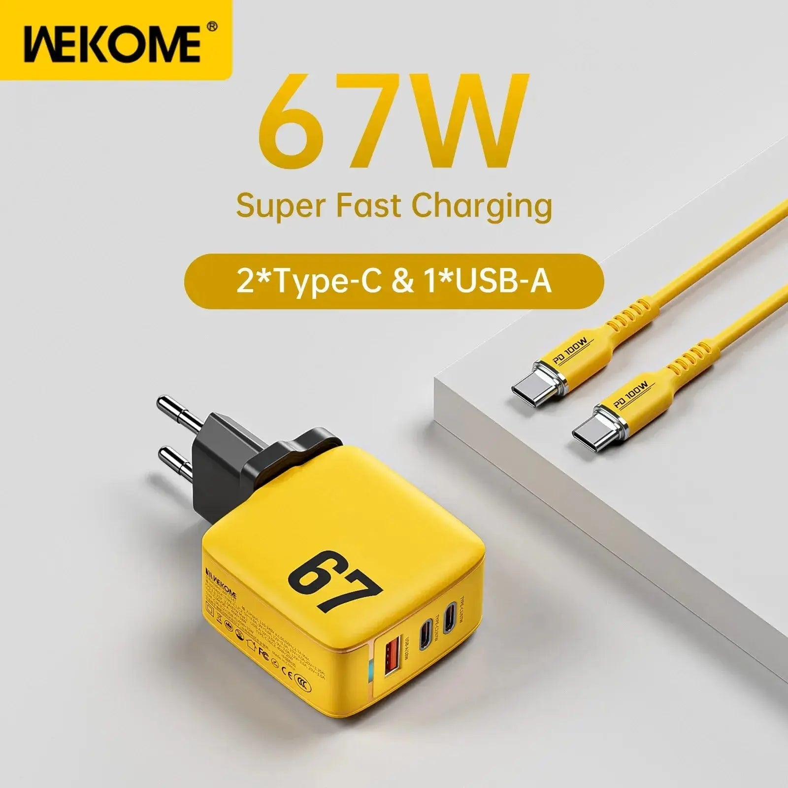 cargador tipo C wekome de carga rápida GaN de 67W - La zona Apple