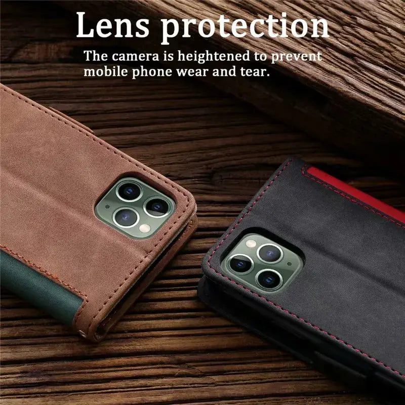 Funda de cuero mate para iPhone 11, 12, 13, 14, 15 Pro, XS Max, Mini, XR, X, 8, 7, 6S Plus, funda con tapa para Apple iPhone SE 2022, 2020, SE3 - La zona Apple