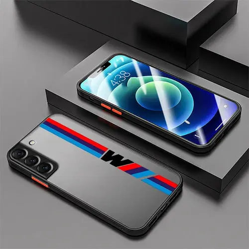 Funda para teléfono con logotipo M  para Samsung Galaxy S24 Ultra S23 Ultra S20 S21 S22 FE S20 FE, carcasa suave mate - La zona Apple