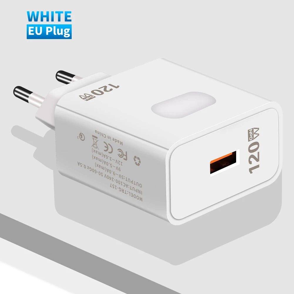 Cargador rápido GaN USB de 120W,de carga rápida para teléfono móvil,  tipo C - La zona Apple