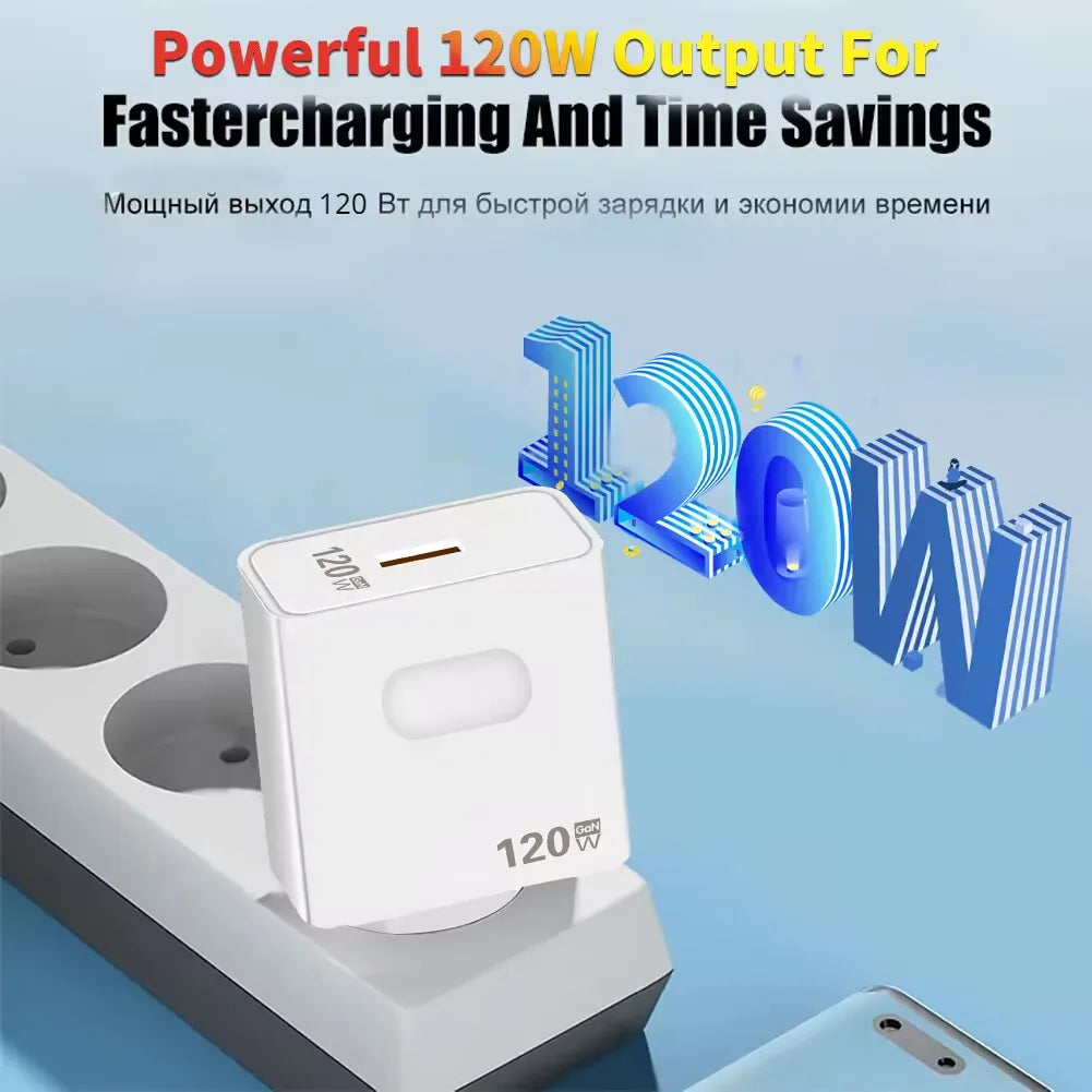 Cargador rápido GaN USB de 120W,de carga rápida para teléfono móvil,  tipo C - La zona Apple