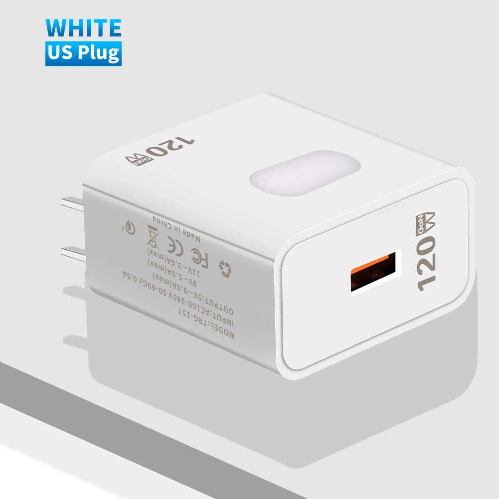 Cargador rápido GaN USB de 120W,de carga rápida para teléfono móvil,  tipo C - La zona Apple