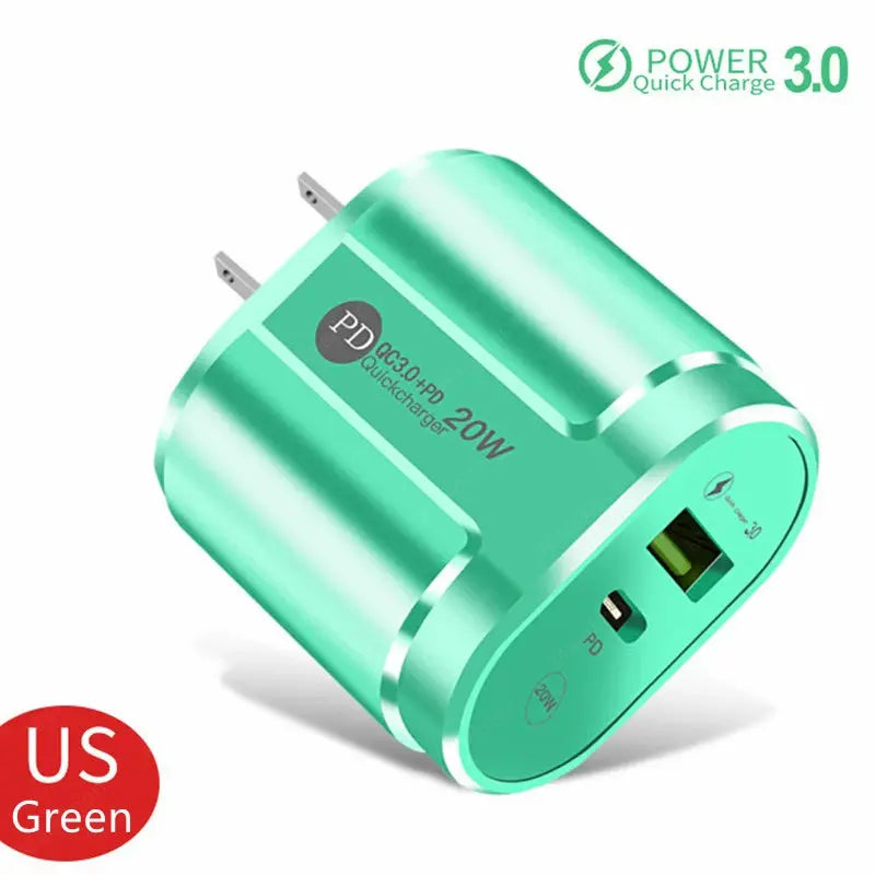 20W PD USB C Charger Fast Charging Wall Charger Quick Charge 3.0 Mobile Phones Adapter For Iphone Xiaomi Samsung Type C Chargers - La zona Apple