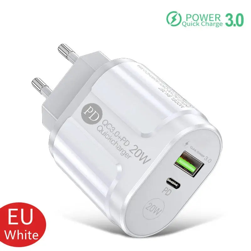 20W PD USB C Charger Fast Charging Wall Charger Quick Charge 3.0 Mobile Phones Adapter For Iphone Xiaomi Samsung Type C Chargers - La zona Apple