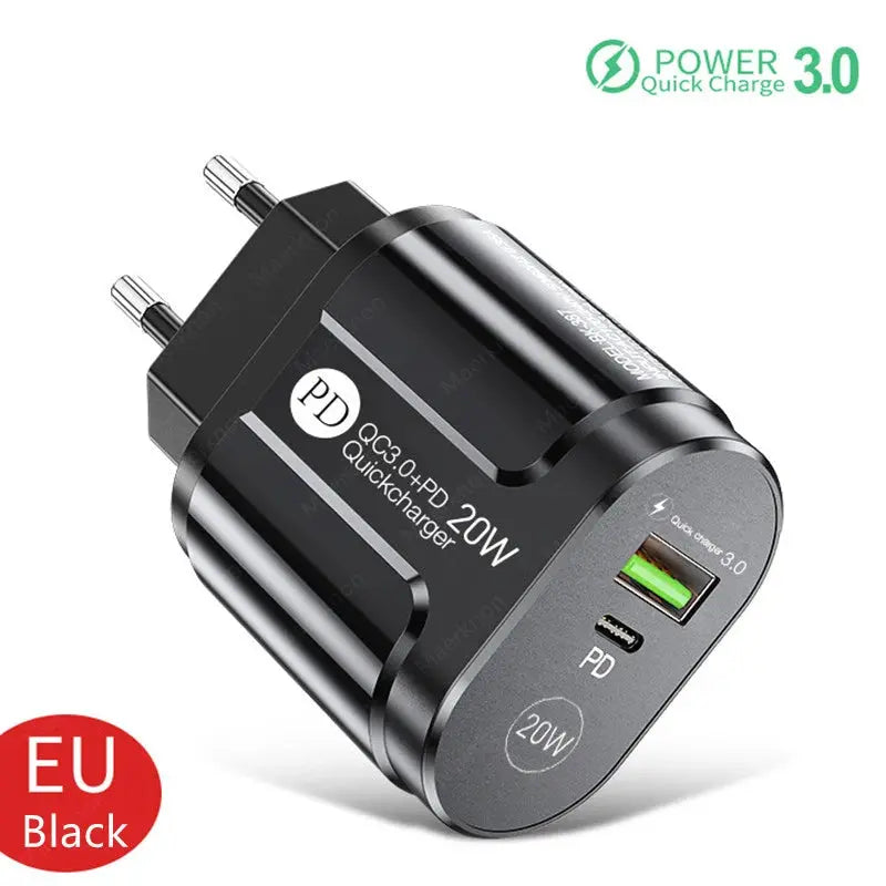 20W PD USB C Charger Fast Charging Wall Charger Quick Charge 3.0 Mobile Phones Adapter For Iphone Xiaomi Samsung Type C Chargers - La zona Apple