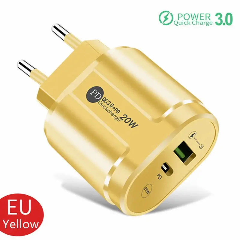 20W PD USB C Charger Fast Charging Wall Charger Quick Charge 3.0 Mobile Phones Adapter For Iphone Xiaomi Samsung Type C Chargers - La zona Apple