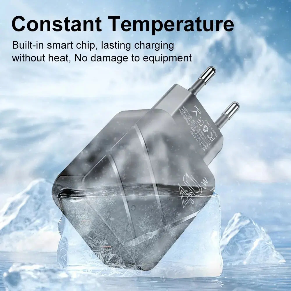 Cargador de 40w Dual PD, adaptador de carga rápida tipo C para Xiaomi 13, iPhone 14 Pro, Samsung, Huawei, USB C - La zona Apple