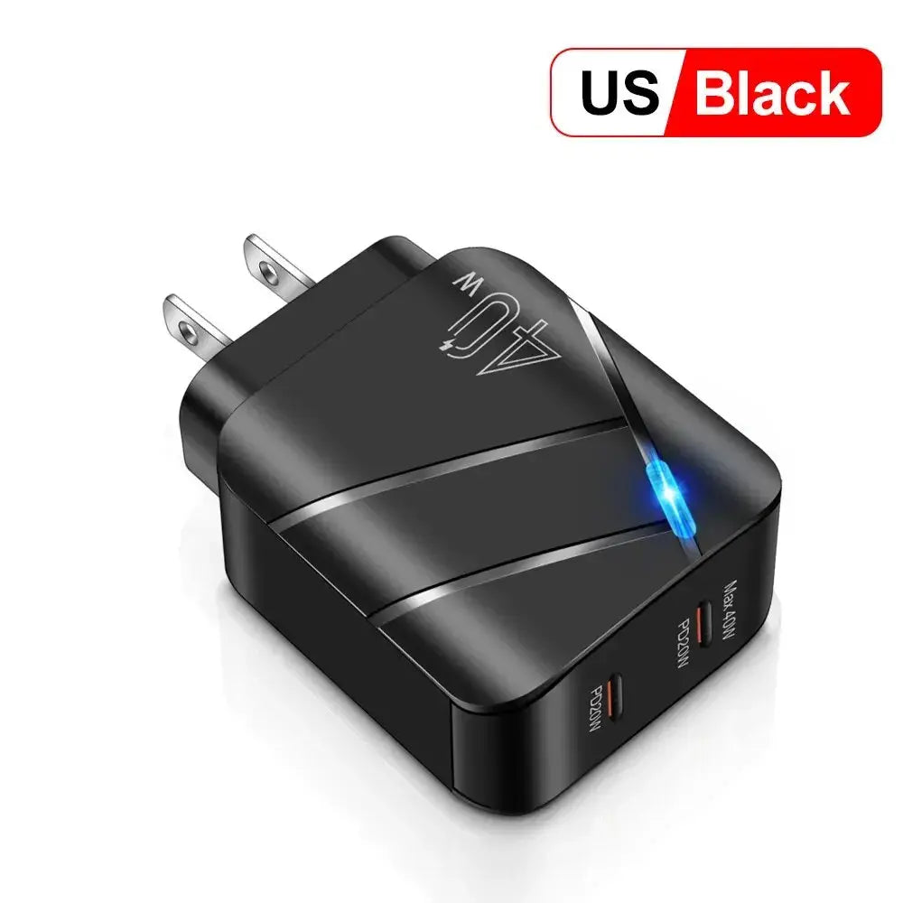 Cargador de 40w Dual PD, adaptador de carga rápida tipo C para Xiaomi 13, iPhone 14 Pro, Samsung, Huawei, USB C - La zona Apple