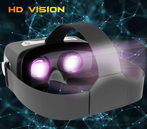 Gafas Realidad Virtual Profesionales + Guía de Juegos Realidad Virtual gratuitos. con Mando Bluetooth y Acabados en Tela. Compatible con Android y iPhone -Gafas VR para movil Gafas 3D - La zona Apple