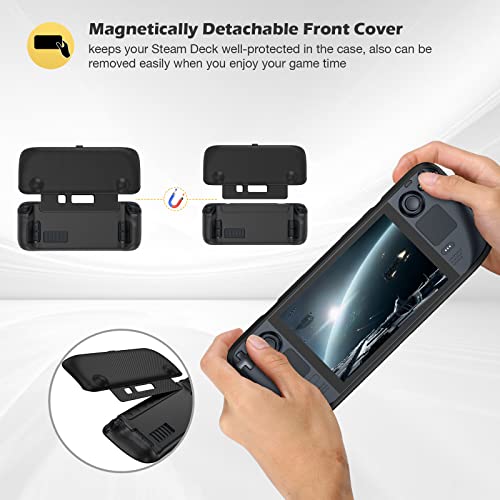 Funda para Steam Deck, Estuche con Tapa Compatible con 7 Pulgadas Valve Steam Deck Case Carcasa Protectora Magnética Extraíble Cubierta Frontal Steam Deck 2021 -Negro - La zona Apple