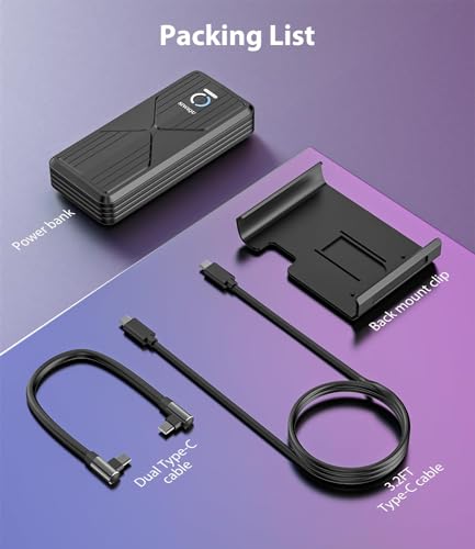 Power Bank 20000mAh  para Steam Deck, 45W PD 3.0 B baterías externas compatibles con Switch/Samsung/iPad/Laptop con Soporte Trasero Desmontable y Cable USB-C Dual - La zona Apple