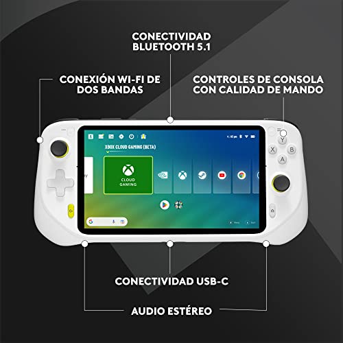 Logitech G Cloud Gaming Handheld, Consola Portátil con Batería de Larga Duración, Pantalla Táctil 1080P de 7 in, diseño ligero, Xbox Cloud Gaming, NVIDIA GeForce NOW, Google Play, Enchufe EU, Blanco - La zona Apple