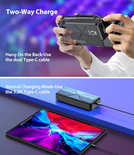 Power Bank 20000mAh  para Steam Deck, 45W PD 3.0 B baterías externas compatibles con Switch/Samsung/iPad/Laptop con Soporte Trasero Desmontable y Cable USB-C Dual - La zona Apple