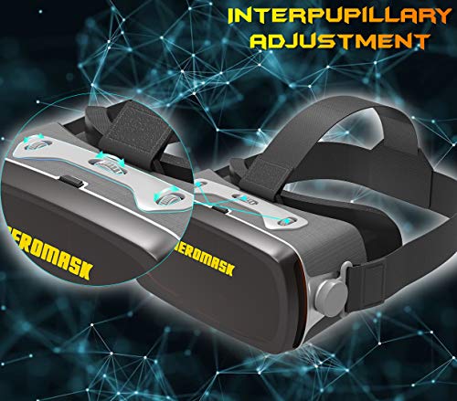 Gafas Realidad Virtual Profesionales + Guía de Juegos Realidad Virtual gratuitos. con Mando Bluetooth y Acabados en Tela. Compatible con Android y iPhone -Gafas VR para movil Gafas 3D - La zona Apple