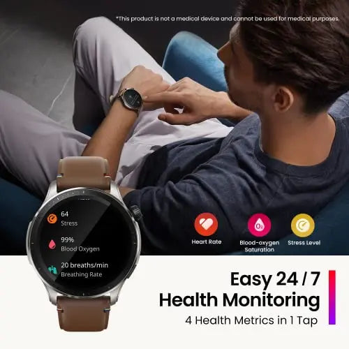 Amazfit GTR 4 Smartwatch para IOS Android Reloj Inteligente de Seguimiento GPS 150 modos de Deporte Llamadas Telefónicas de Bluetooth Almacenamiento de Música Batería de 14 Días Duración Alexa Amazfit