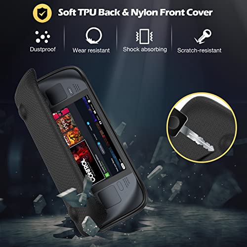 Funda para Steam Deck, Estuche con Tapa Compatible con 7 Pulgadas Valve Steam Deck Case Carcasa Protectora Magnética Extraíble Cubierta Frontal Steam Deck 2021 -Negro - La zona Apple